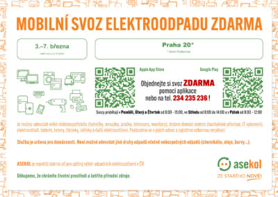 MOBILNÍ SVOZ ELEKTROODPADU ZDARMA